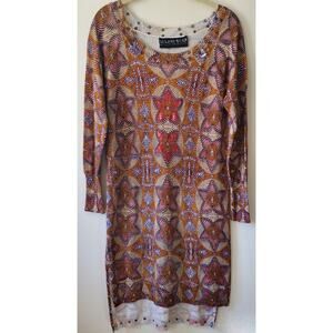 CUSTO BARCELONA KNITWEAR DRESS SIZE 2 US SMALL HI LOW HEM BOHO EURO GROMMET